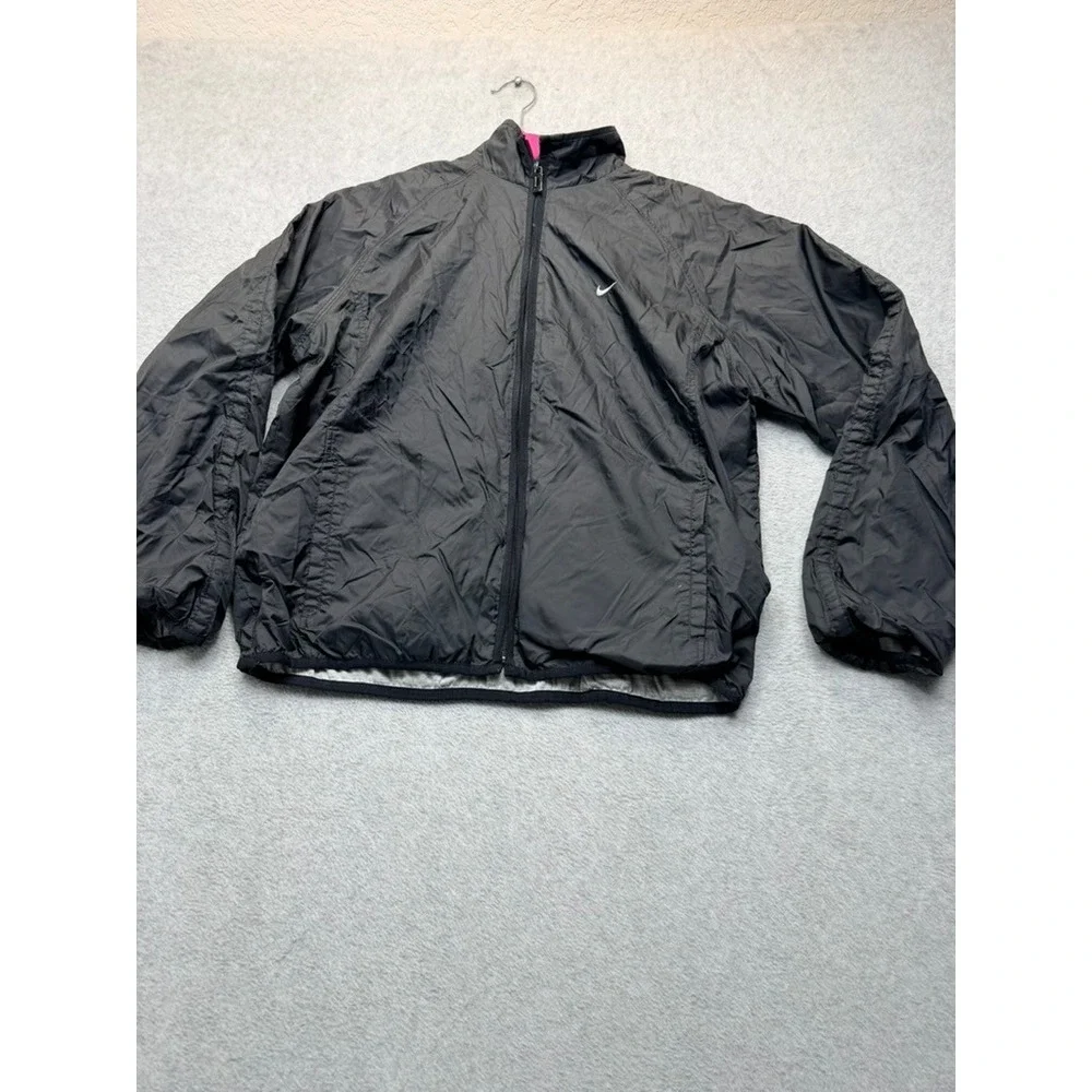 Nike Mens Windbreaker Jacket Black Full Zip Running Athletic Mesh Lined Large